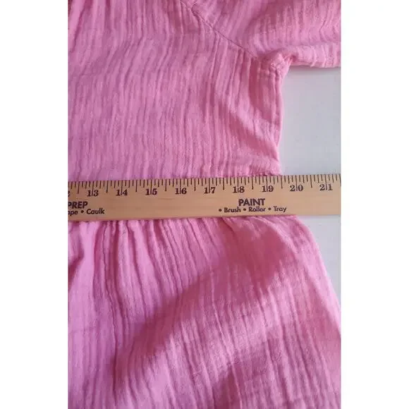 Old Navy Womens Pink Gauze shirt Sleeve Dress Size Medium Beachy Feminine Travel - Picture 5 of 6